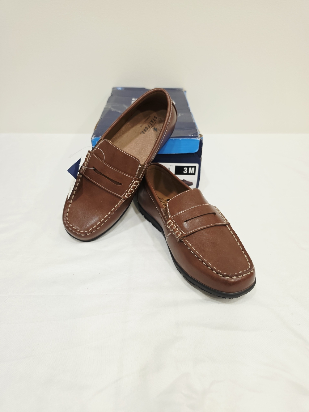 Stafford Milo Brown Leather Penny Loafers for Kids